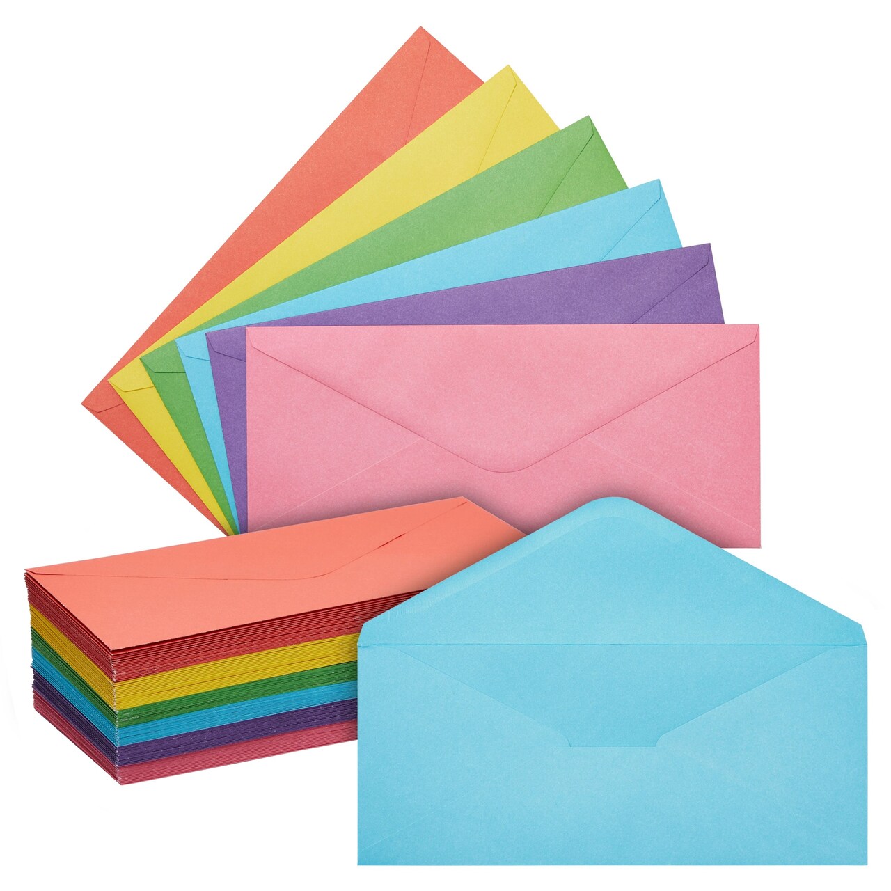 120-Pack #10 Business Mailing Colorful Envelopes in 6 Assorted Colors, Gummed V-Flap Seal for Party Invitations, Checks, Invoices, Letters, Notes, Photos (4.125 x 9.5 in)